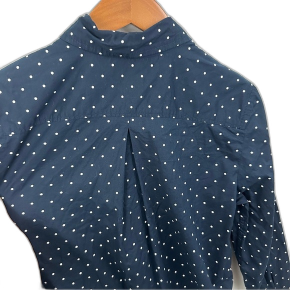 Tommy Hilfiger Navy & White Polka Dot Button-Up Blouse Size Medium - Picture 10 of 14
